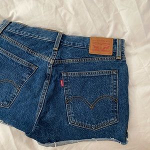 Levi’s 501 high waist button fly denim shorts